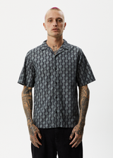 Afends Mens Worldstar - Organic Cuban Short Sleeve Shirt - Black - Afends mens worldstar   organic cuban short sleeve shirt   black   sustainable clothing   streetwear