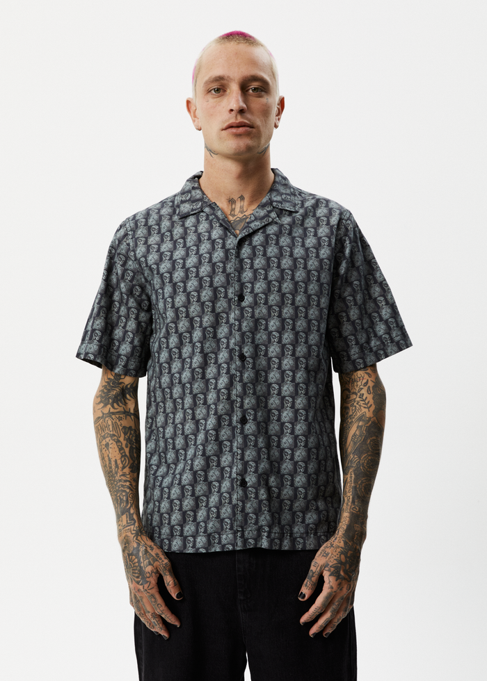 Afends Mens Worldstar - Organic Cuban Short Sleeve Shirt - Black - Sustainable Clothing - Streetwear