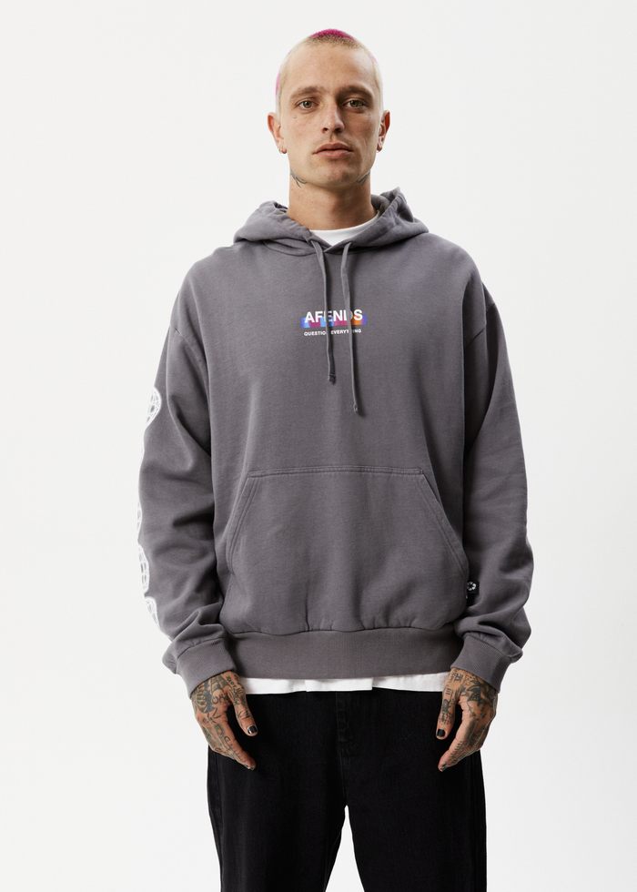 Afends Mens Question Everything - Recycled Hoodie - Gunmetal - Sustainable Clothing - Streetwear