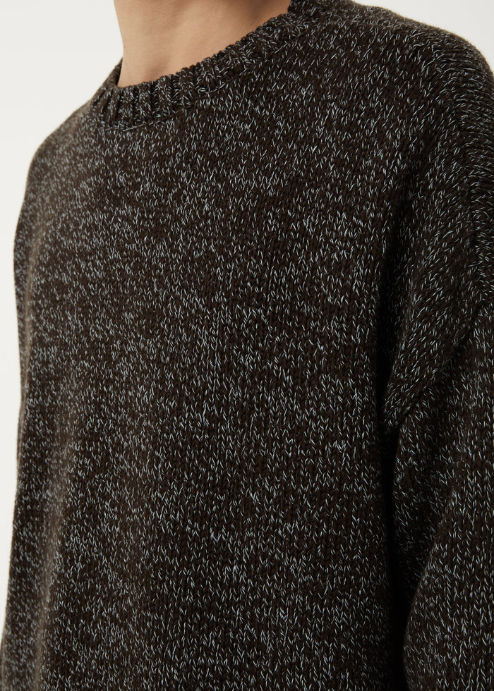 Afends Mens Console - Organic Knitted Jumper - Coffee - Sustainable Clothing - Streetwear