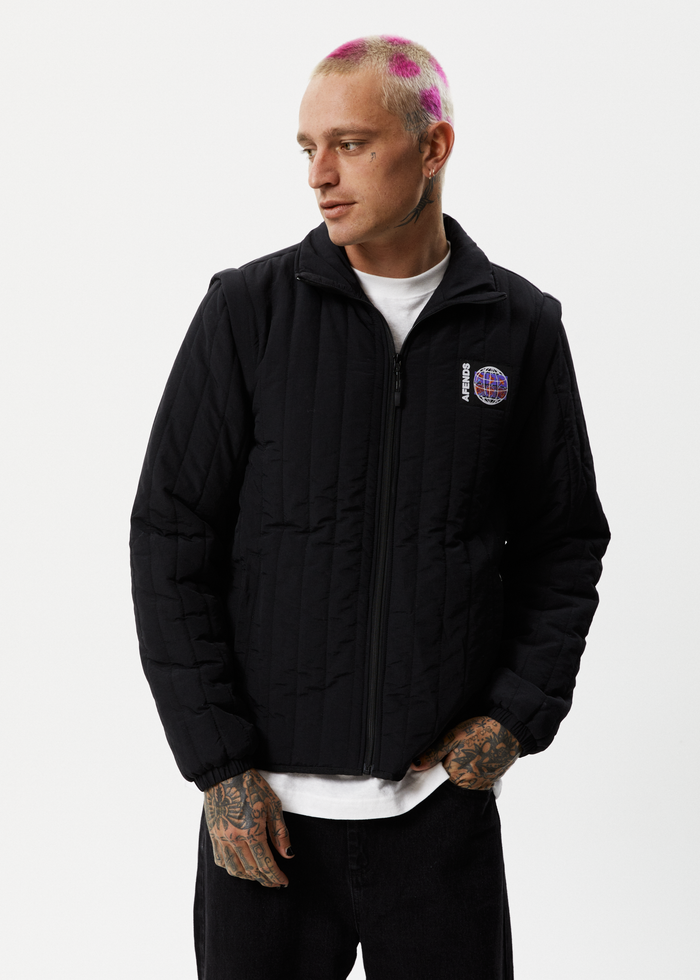 Afends Mens Question Everything - Recycled Puffer Jacket - Black - Sustainable Clothing - Streetwear