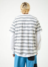 Afends Mens Warped - Recycled Retro Striped T-Shirt - White - Afends mens warped   recycled retro striped t shirt   white   sustainable clothing   streetwear