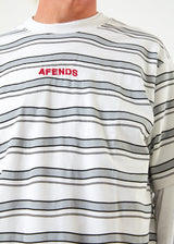 Afends Mens Warped - Recycled Retro Striped T-Shirt - White - Afends mens warped   recycled retro striped t shirt   white   sustainable clothing   streetwear