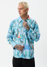 Afends Mens Thermal - Recycled Oversized Long Sleeve Shirt - Multi - Afends mens thermal   recycled oversized long sleeve shirt   multi   sustainable clothing   streetwear