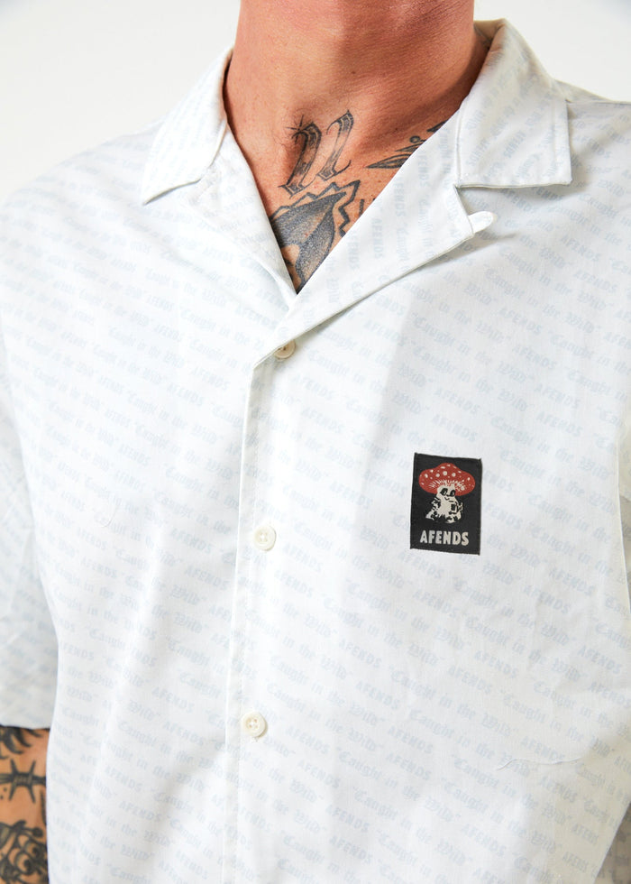Afends Mens Mushroom - Recycled Cuban Short Sleeve Shirt - White - Sustainable Clothing - Streetwear