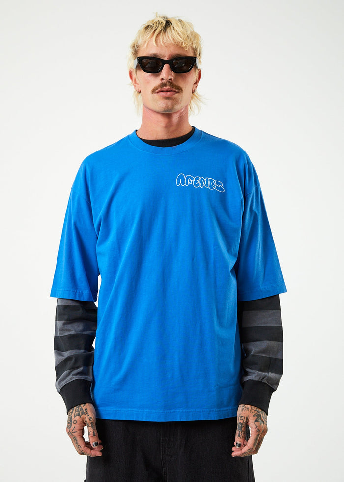Afends Mens Explode - Recycled Boxy Graphic T-Shirt - Royal Blue - Sustainable Clothing - Streetwear