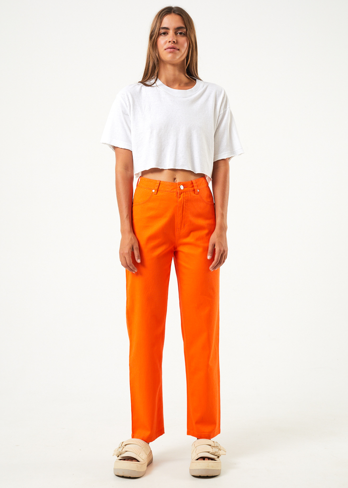 Afends Womens Shelby - Hemp Wide Leg Pants - Orange - Sustainable Clothing - Streetwear