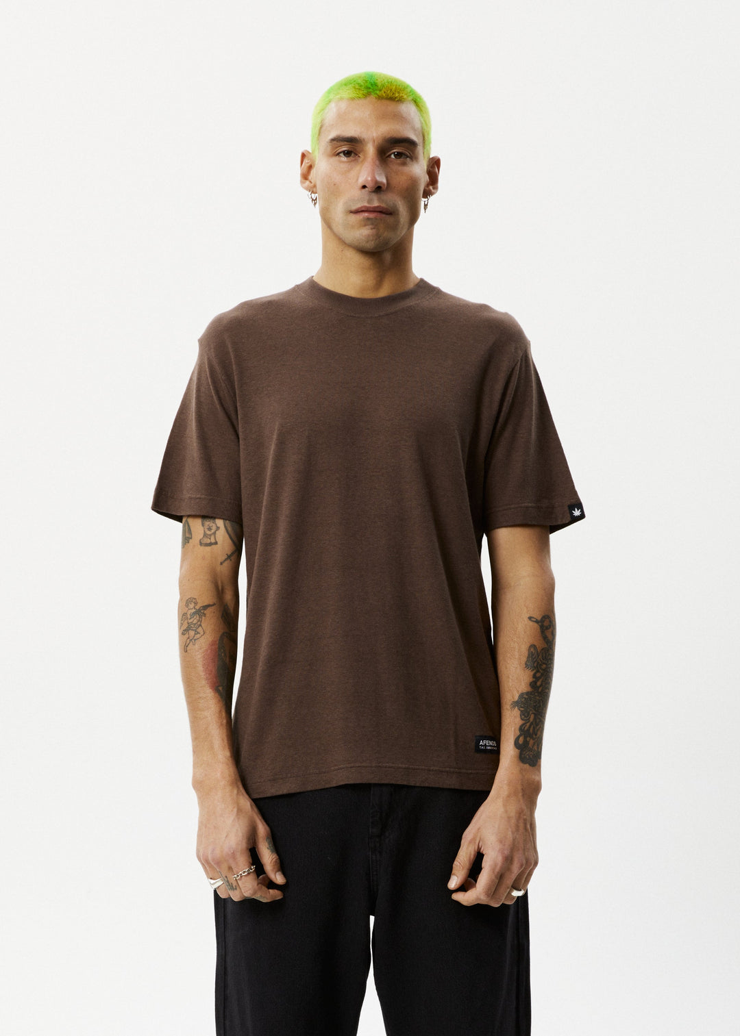 Afends Mens Classic - Hemp Retro Fit Tee - Coffee - Sustainable Clothing - Streetwear