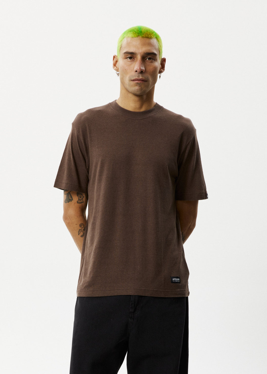 Afends Mens Classic - Hemp Retro Fit Tee - Coffee - Sustainable Clothing - Streetwear