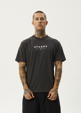 Afends Mens Thrown Out - Retro Fit Tee - Black / White - Afends mens thrown out   retro fit tee   black / white   sustainable clothing   streetwear