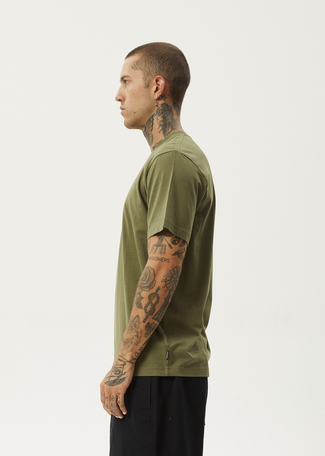 Afends Mens Thrown Out - Retro Fit Tee - Military - Sustainable Clothing - Streetwear