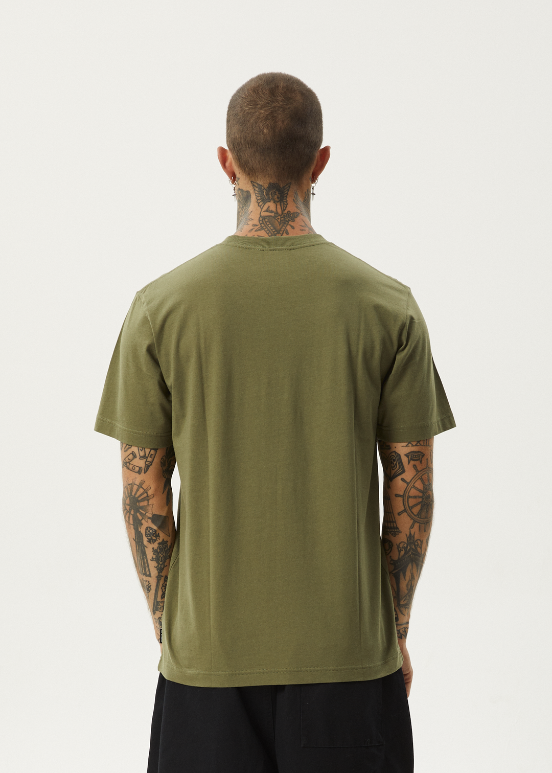 Afends Mens Thrown Out - Retro Fit Tee - Military - Sustainable Clothing - Streetwear