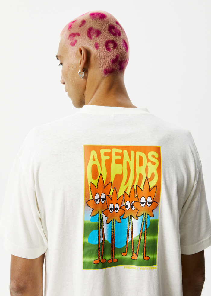 Afends Mens Vibrations - Hemp Boxy Graphic T-Shirt - Off White - Sustainable Clothing - Streetwear
