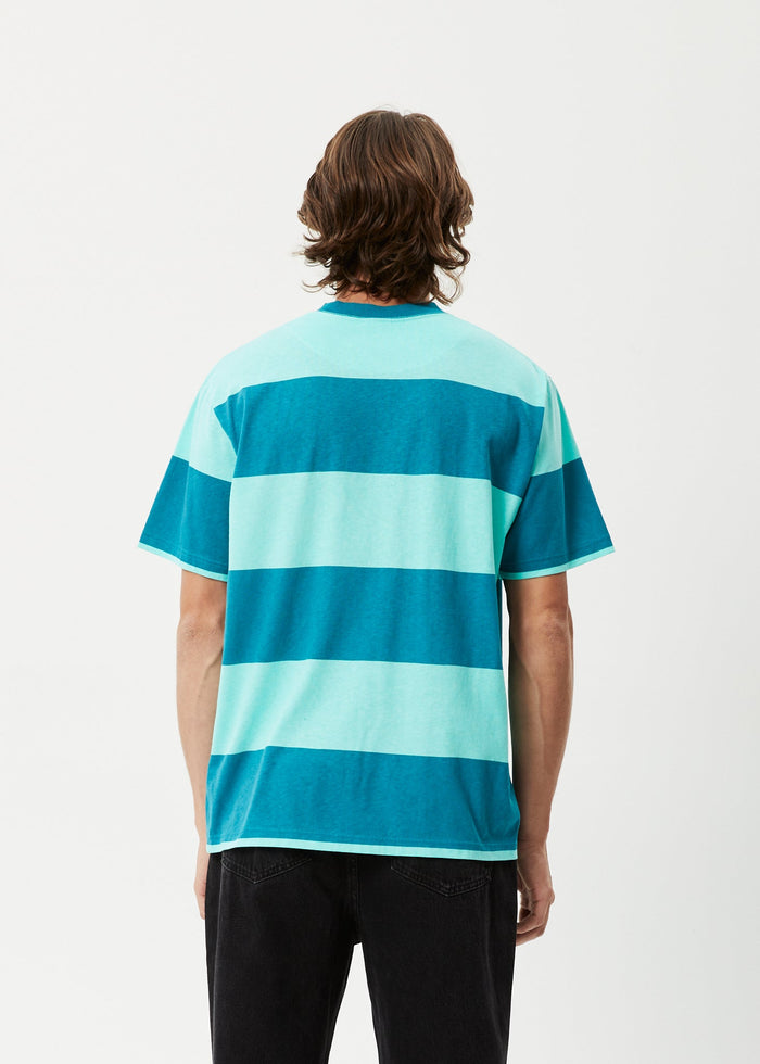 Afends Mens Continual - Recycled Retro Graphic Logo T-Shirt - Jade Stripe - Sustainable Clothing - Streetwear