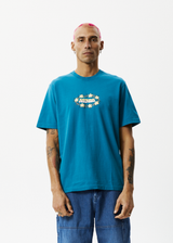 Afends Mens Bloom - Recycled Retro Graphic Logo T-Shirt - Azure - Afends mens bloom   recycled retro graphic logo t shirt   azure   sustainable clothing   streetwear