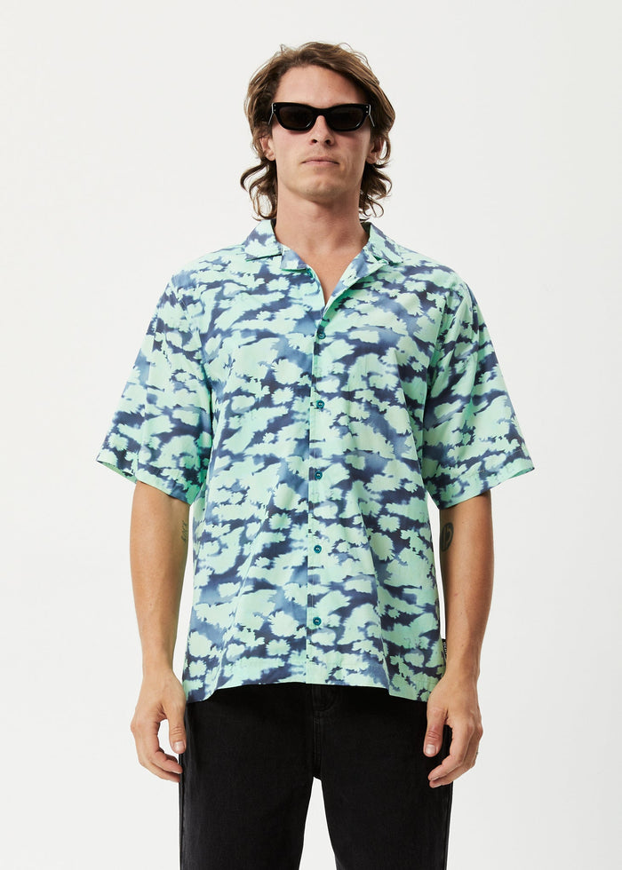 Afends Mens Liquid - Recycled Cuban Short Sleeve Shirt - Jade Floral - Sustainable Clothing - Streetwear
