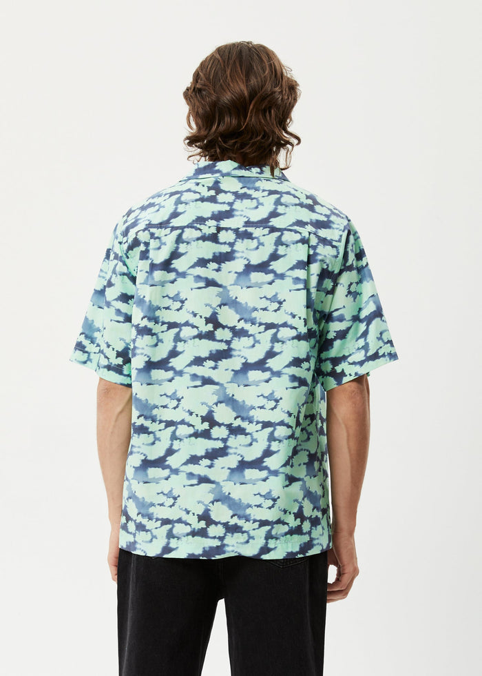 Afends Mens Liquid - Recycled Cuban Short Sleeve Shirt - Jade Floral - Sustainable Clothing - Streetwear