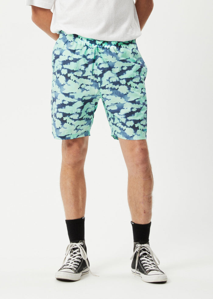 Afends Mens Baywatch Liquid - Organic Elastic Waist Shorts - Jade Floral - Sustainable Clothing - Streetwear