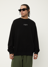 Afends Mens Calico - Recycled Crew Neck Jumper - Black - Afends mens calico   recycled crew neck jumper   black   sustainable clothing   streetwear
