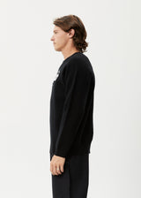 Afends Mens Eternal - Recycled Knit Crew Neck Jumper - Black - Afends mens eternal   recycled knit crew neck jumper   black   sustainable clothing   streetwear