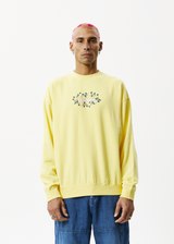 Afends Mens Bloom - Recycled Crew Neck Jumper - Butter - Afends mens bloom   recycled crew neck jumper   butter   sustainable clothing   streetwear