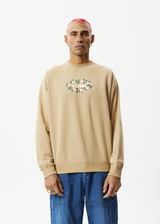 Afends Mens Bloom - Recycled Crew Neck Jumper - Tan - Afends mens bloom   recycled crew neck jumper   tan   sustainable clothing   streetwear
