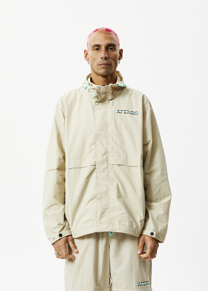 Afends Mens Antimatter - Recycled Spray Jacket - Cement - Sustainable Clothing - Streetwear
