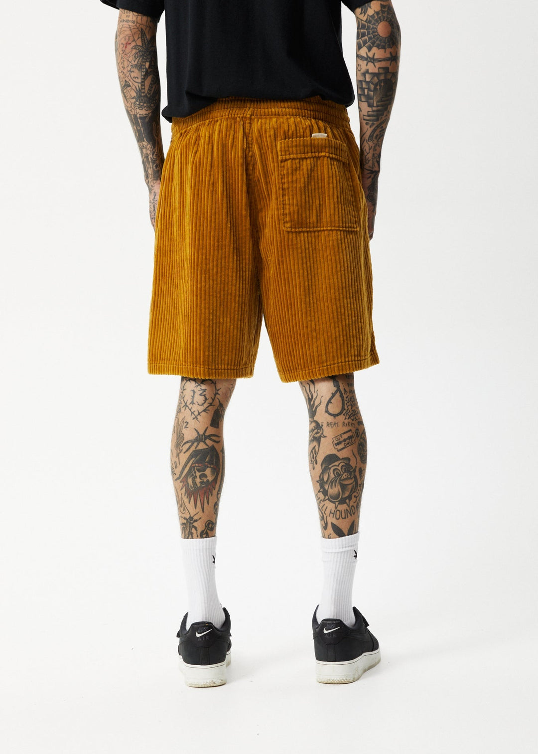 Afends Mens Waterfall Ninety Eights - Corduroy Elastic Waist Shorts - Mustard - Sustainable Clothing - Streetwear