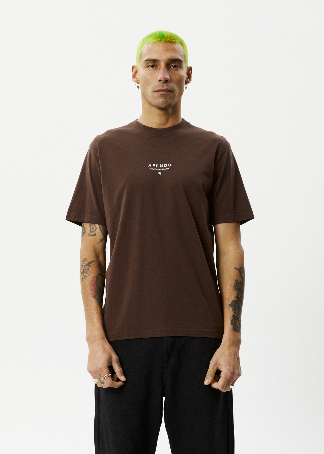 Afends Mens Space - Retro Fit Tee - Coffee - Sustainable Clothing - Streetwear