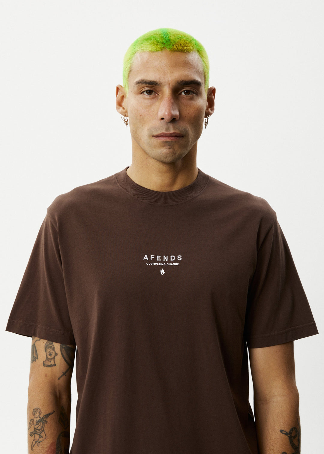 Afends Mens Space - Retro Fit Tee - Coffee - Sustainable Clothing - Streetwear