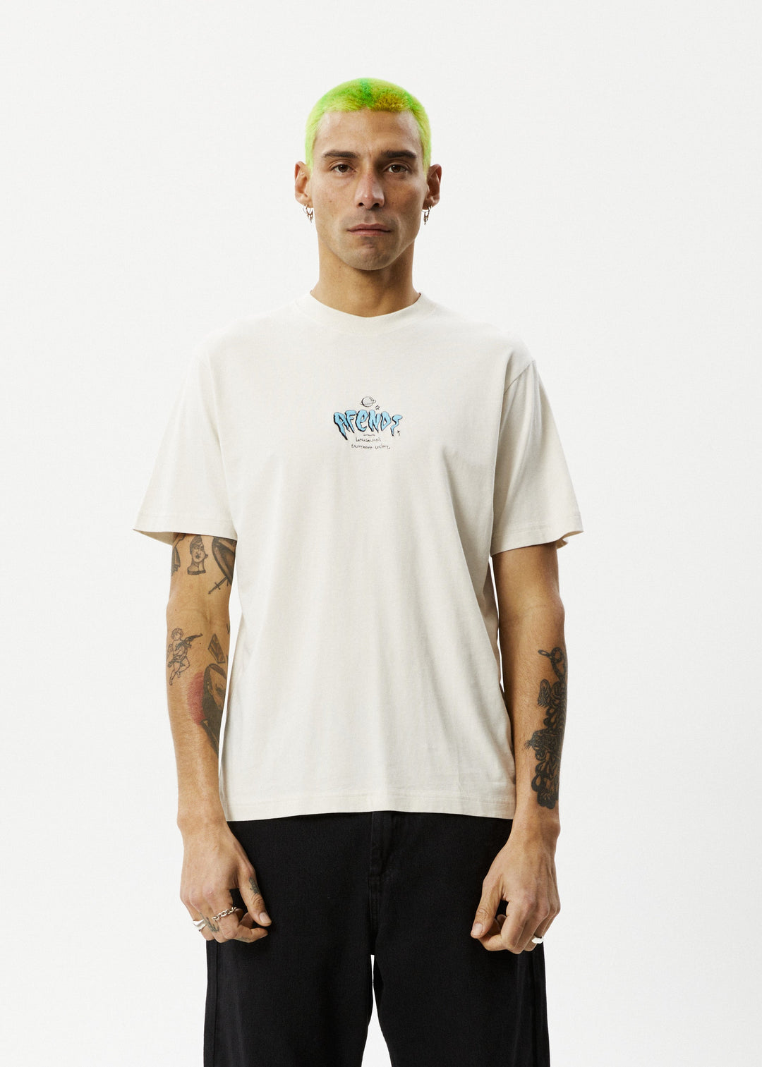 Afends Mens Enjoyment - Retro Fit Tee - Moonbeam - Sustainable Clothing - Streetwear