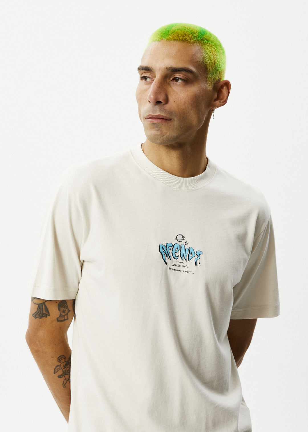 Afends Mens Enjoyment - Retro Fit Tee - Moonbeam - Sustainable Clothing - Streetwear