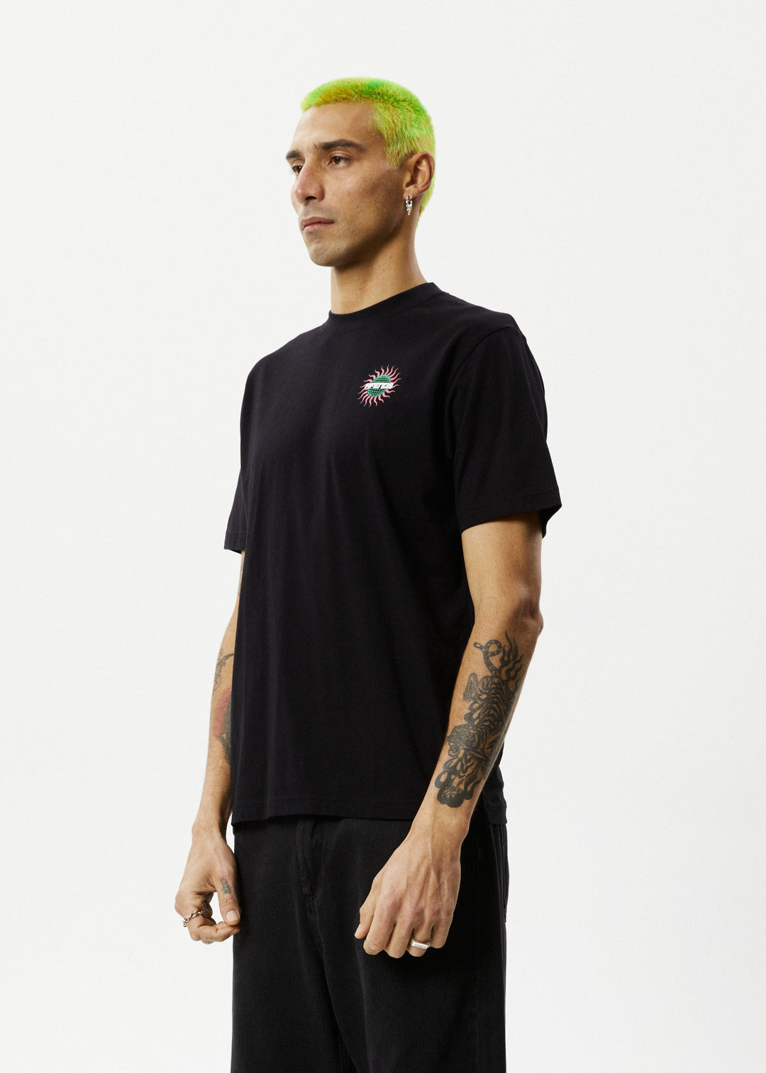 Afends Mens Solar Flare - Retro Fit Tee - Black - Sustainable Clothing - Streetwear