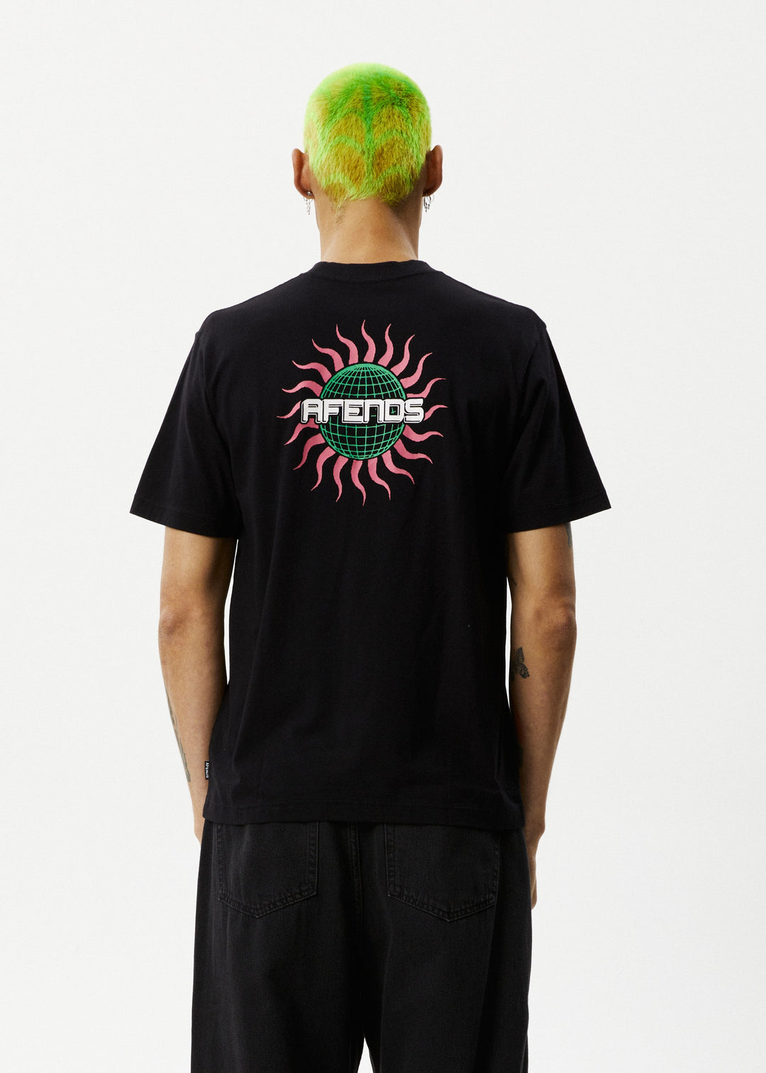 Afends Mens Solar Flare - Retro Fit Tee - Black - Sustainable Clothing - Streetwear