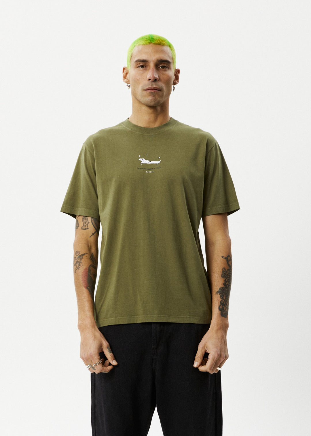 Afends Mens Relaxed - Retro Fit Tee - Military - Sustainable Clothing - Streetwear