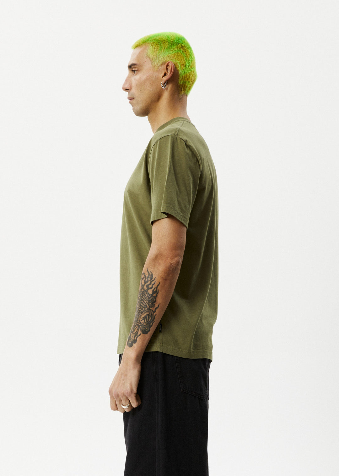 Afends Mens Relaxed - Retro Fit Tee - Military - Sustainable Clothing - Streetwear