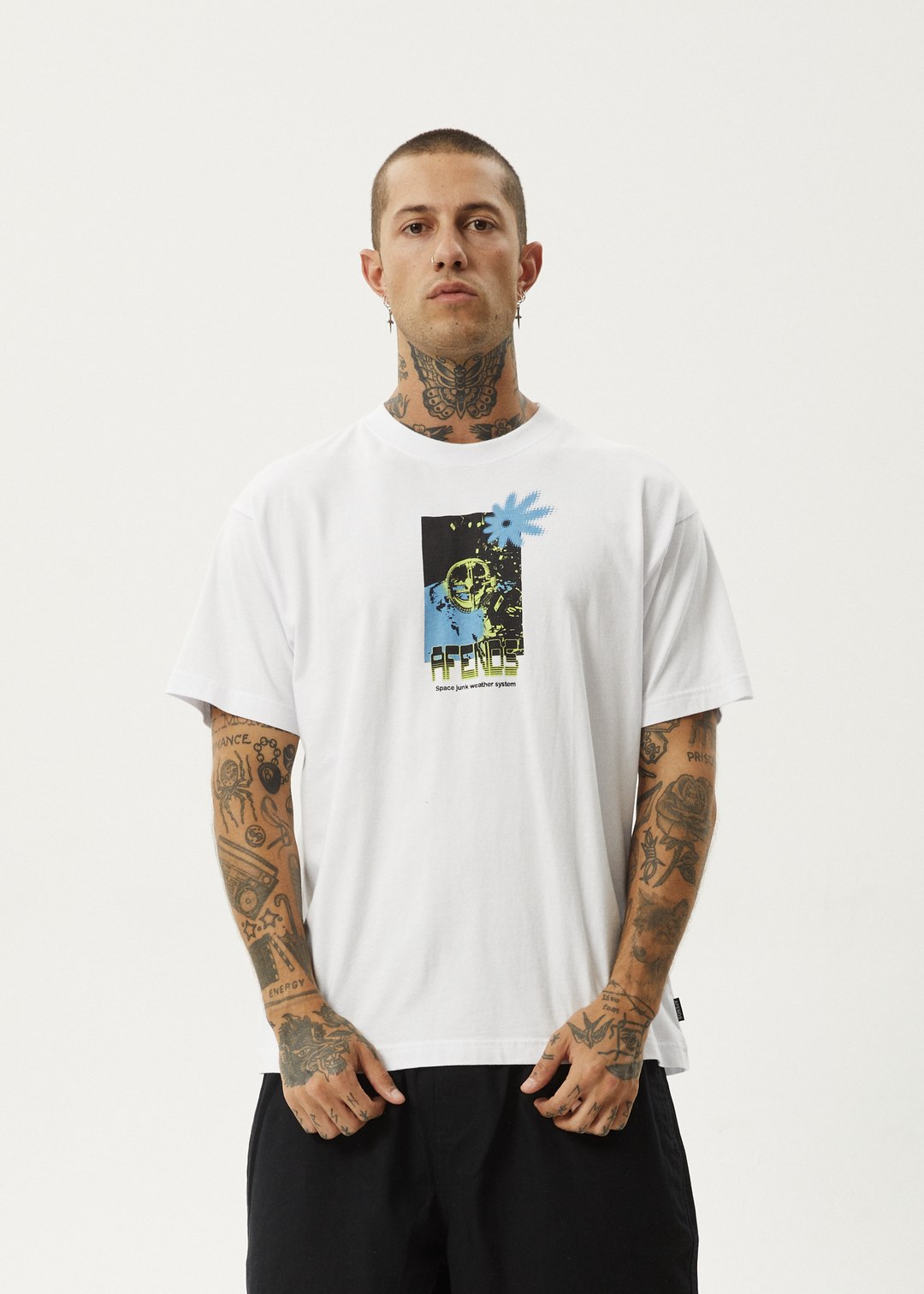 Afends Mens Space Junk - Boxy Fit Tee - White - Sustainable Clothing - Streetwear