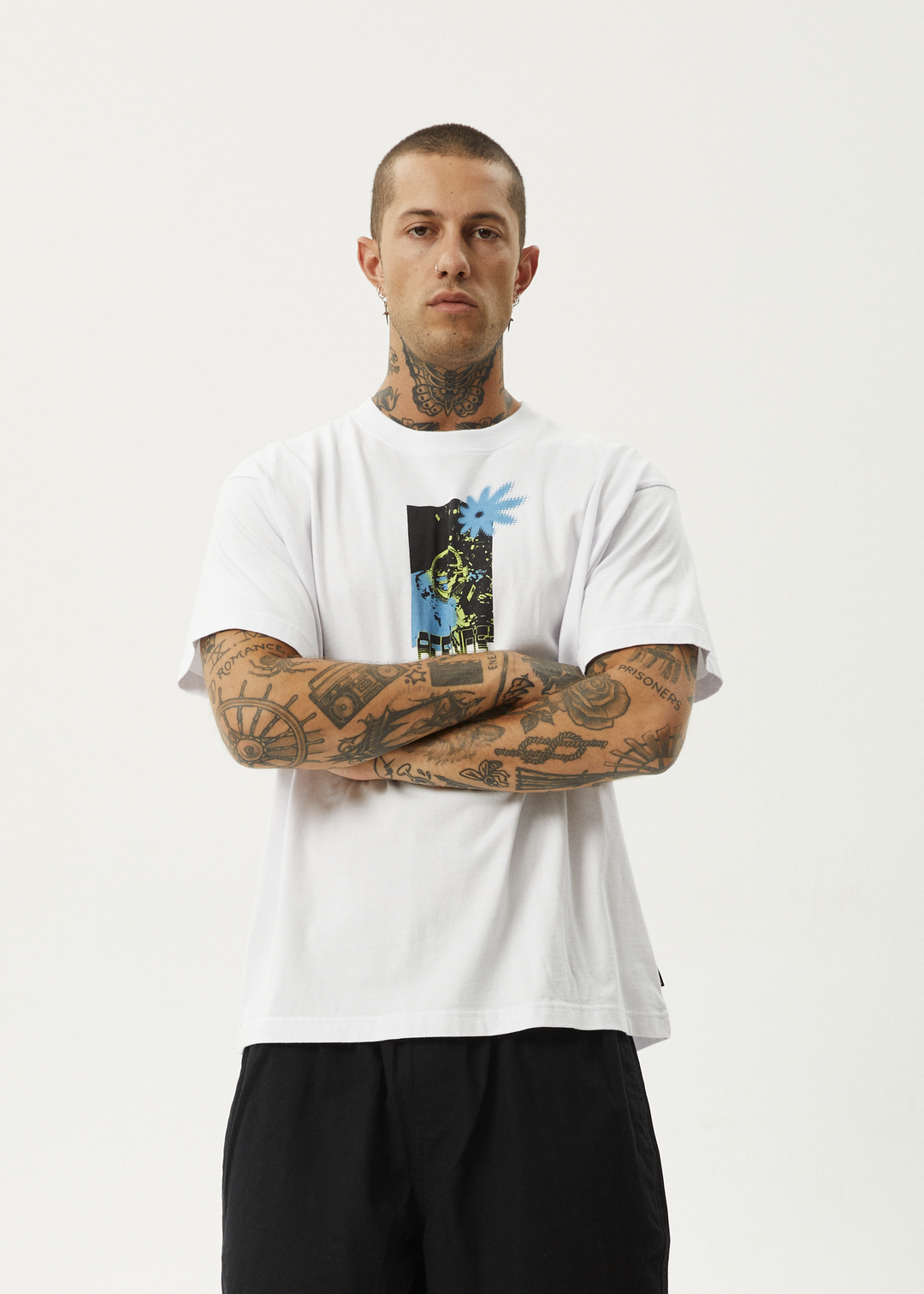 Afends Mens Space Junk - Boxy Fit Tee - White - Sustainable Clothing - Streetwear