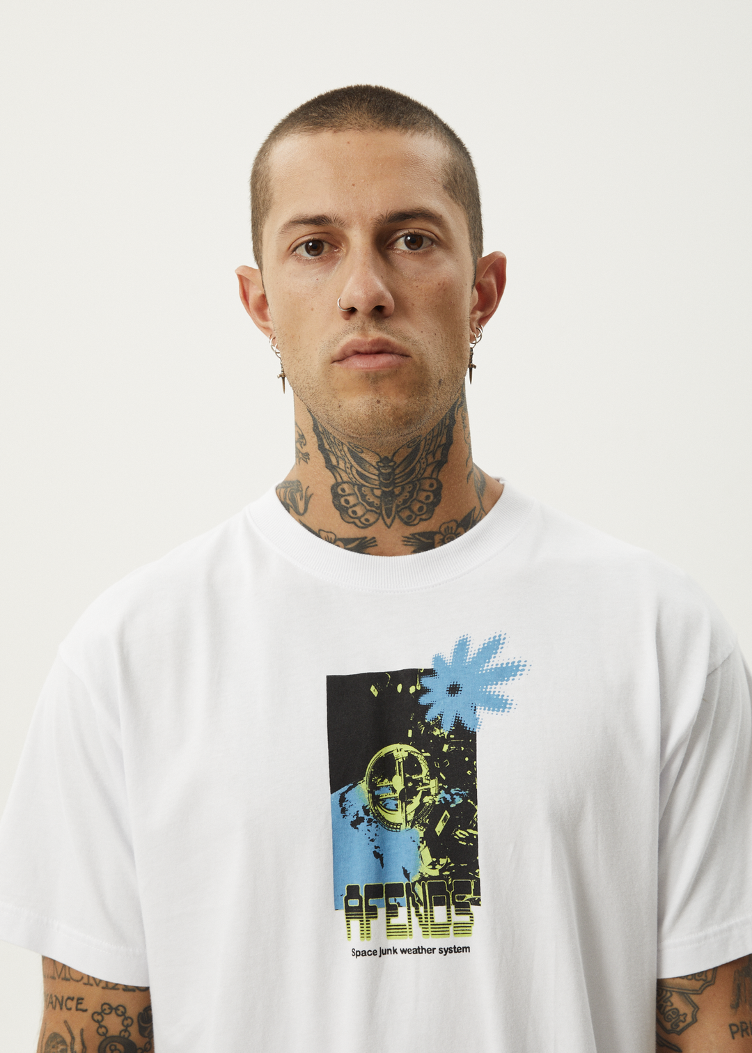 Afends Mens Space Junk - Boxy Fit Tee - White - Sustainable Clothing - Streetwear