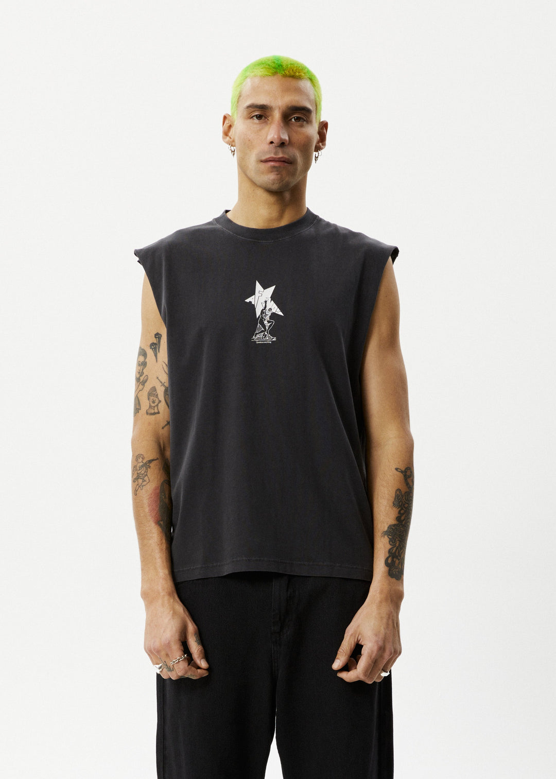 Afends Mens Statue - Sleeveless Tee - Stone Black - Sustainable Clothing - Streetwear