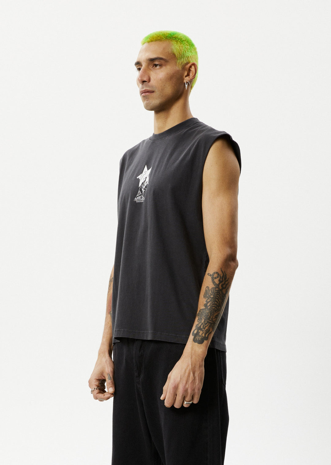 Afends Mens Statue - Sleeveless Tee - Stone Black - Sustainable Clothing - Streetwear