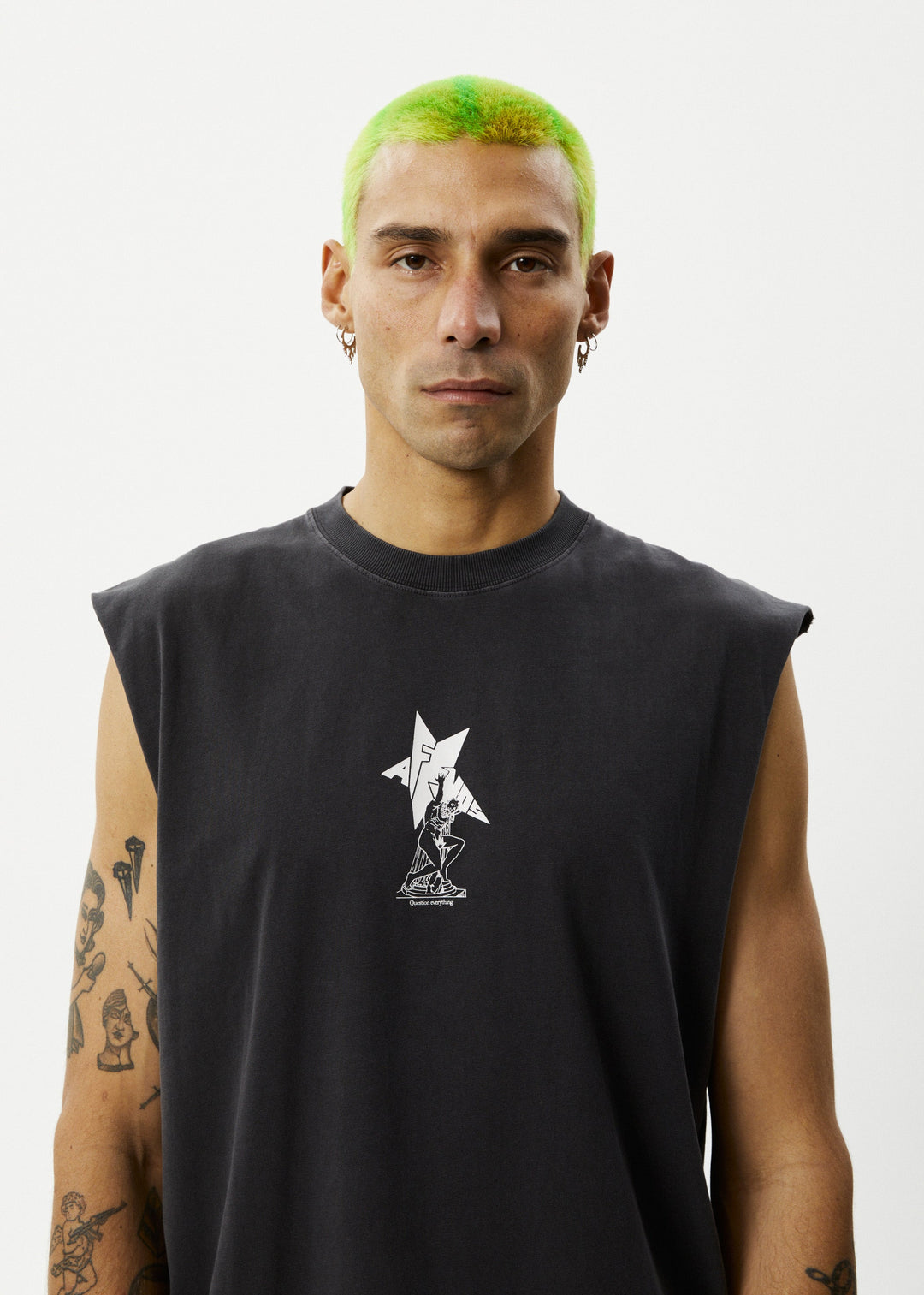 Afends Mens Statue - Sleeveless Tee - Stone Black - Sustainable Clothing - Streetwear