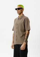 Afends Mens Space - Short Sleeve Shirt - Coffee Stripe - Afends mens space   short sleeve shirt   coffee stripe   sustainable clothing   streetwear