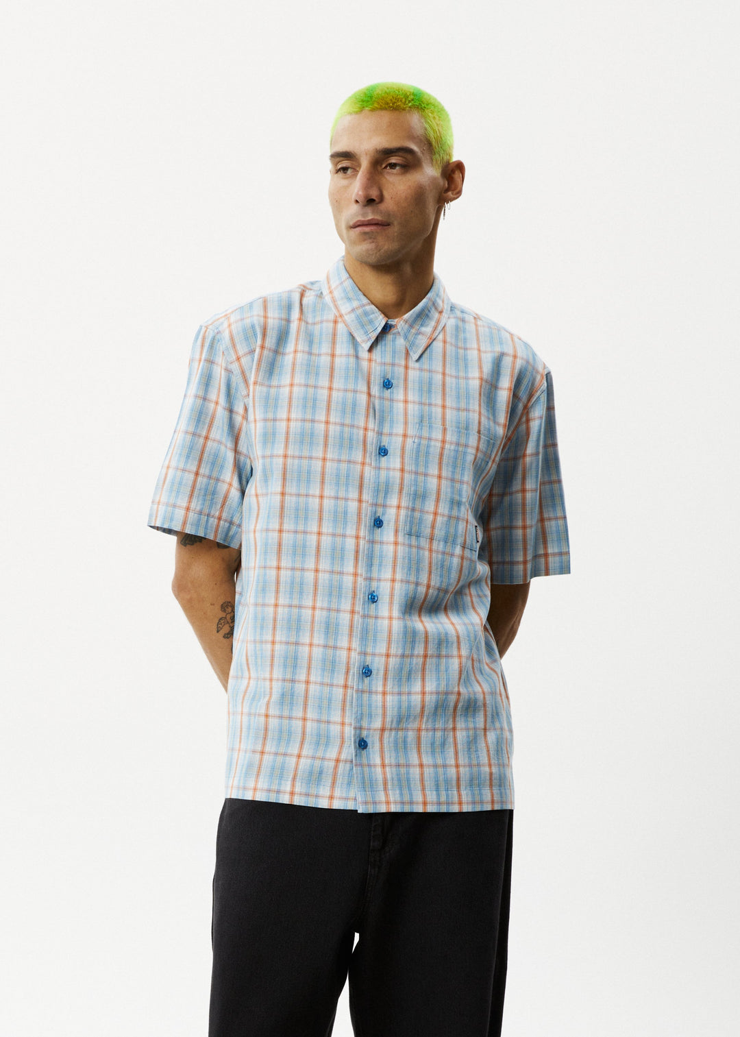 Afends Mens Position - Short Sleeve Shirt - Lake Check - Sustainable Clothing - Streetwear