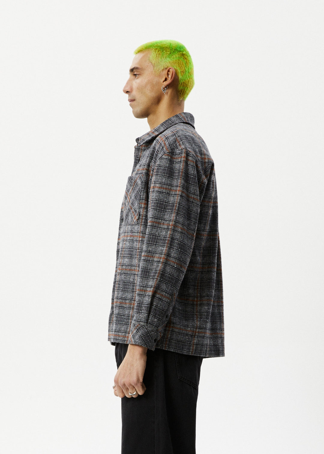 Afends Mens Position - Flannel Shirt - Black - Sustainable Clothing - Streetwear