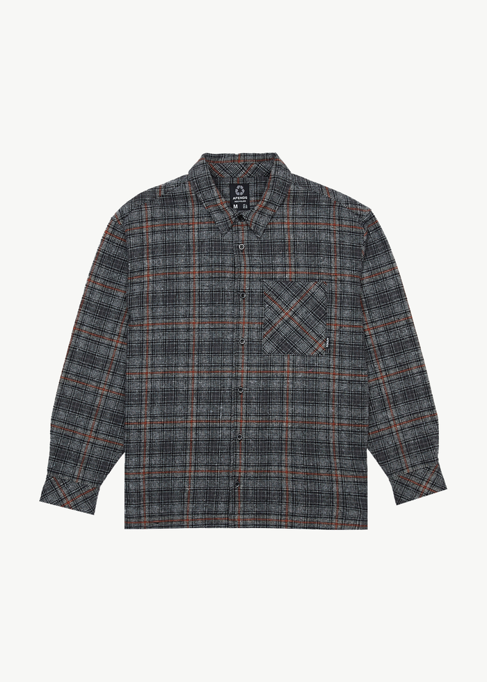 Afends Mens Position - Flannel Shirt - Black - Sustainable Clothing - Streetwear