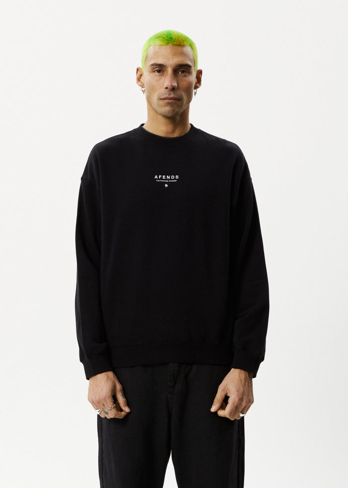Afends Mens Space - Crew Neck - Black - Sustainable Clothing - Streetwear