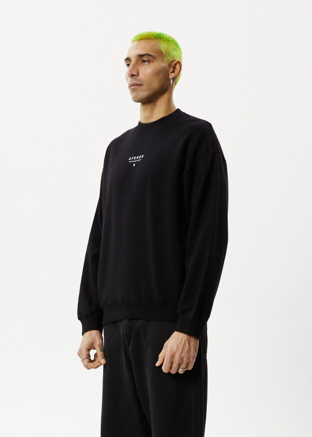 Afends Mens Space - Crew Neck - Black - Sustainable Clothing - Streetwear