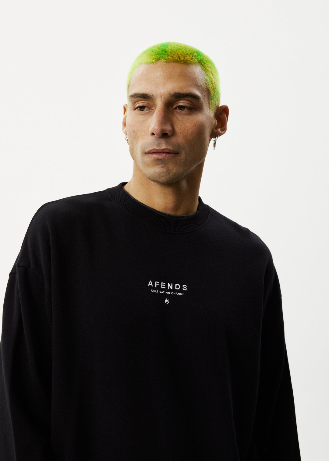 Afends Mens Space - Crew Neck - Black - Sustainable Clothing - Streetwear