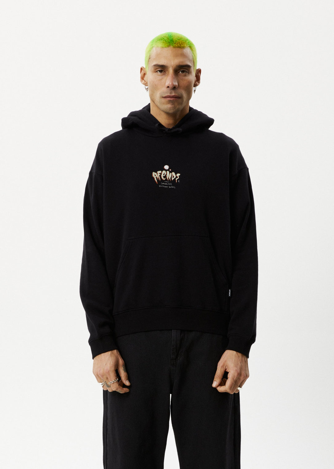 Afends Mens Enjoyment - Pull On Hood - Black - Sustainable Clothing - Streetwear